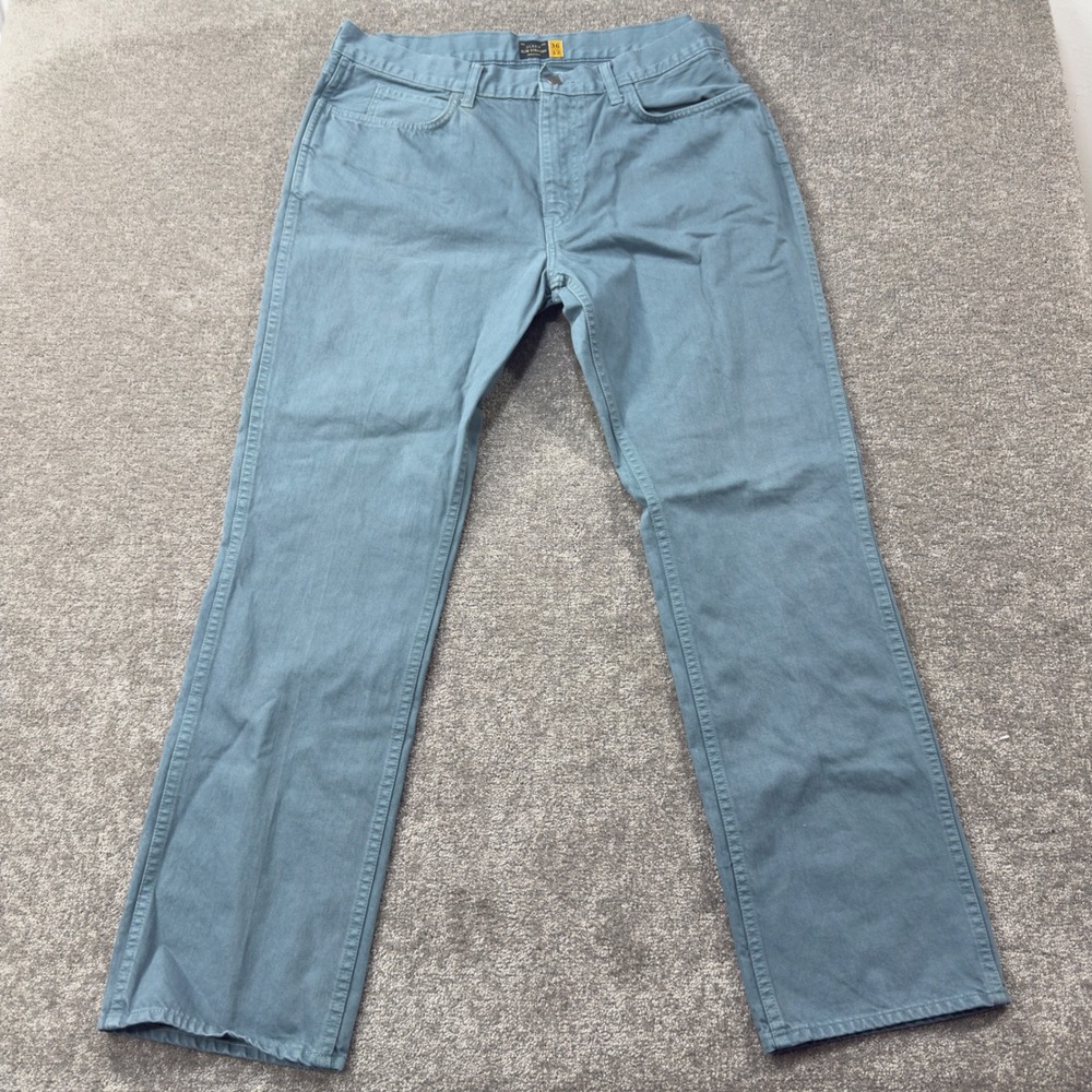 J Crew Slim Straight Pants Mens 36x32 Blue Teal Cotton Twill Chino Trousers